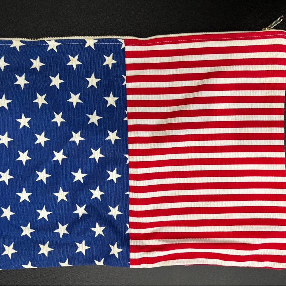 American Apparel Blue and Red Clutch with Flag Design